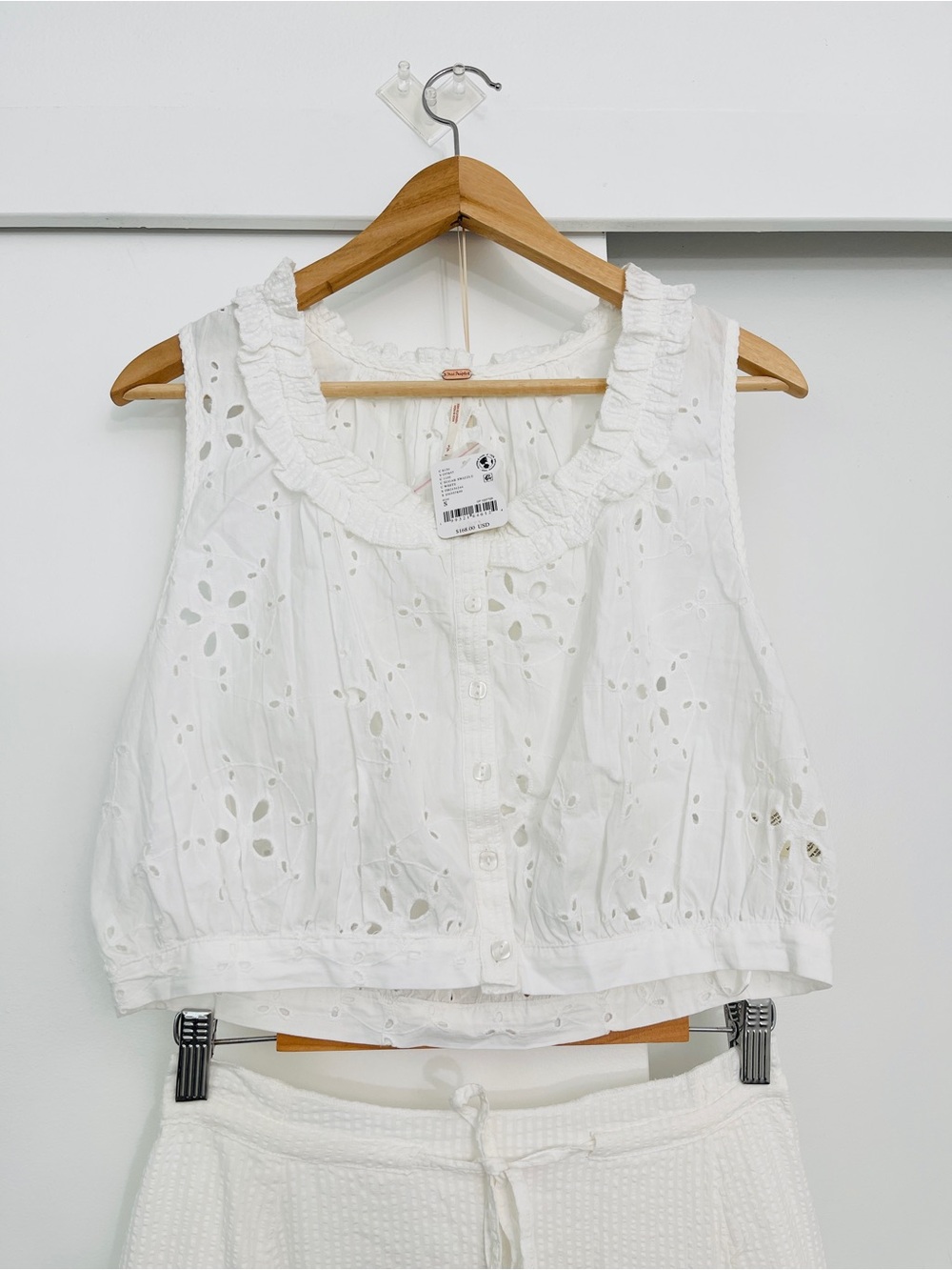 NWT Free People Madelyn Cotton Set: Maxi Skirt Embroidered Eyelet Top Size Small - Picture 2 of 5